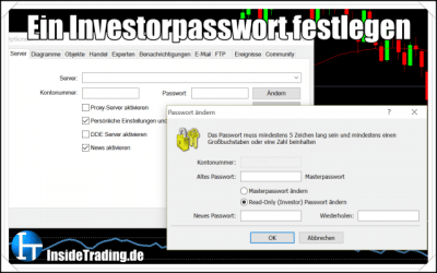 MetaTrader Secrets – Ein Investorpasswort festlegen/ ändern.